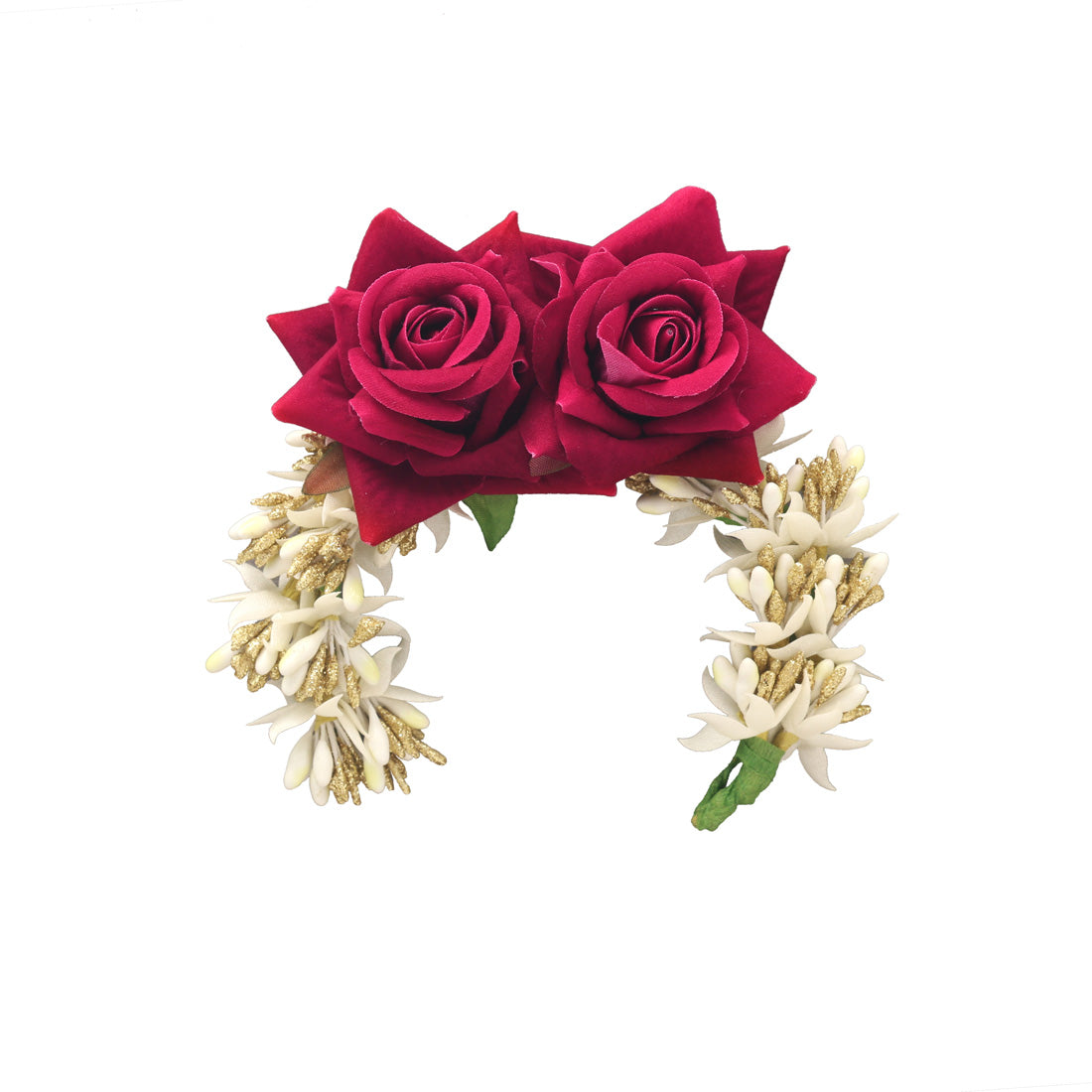 Rani Color Rose Flower Gajra For Women Hair Pin With Charm