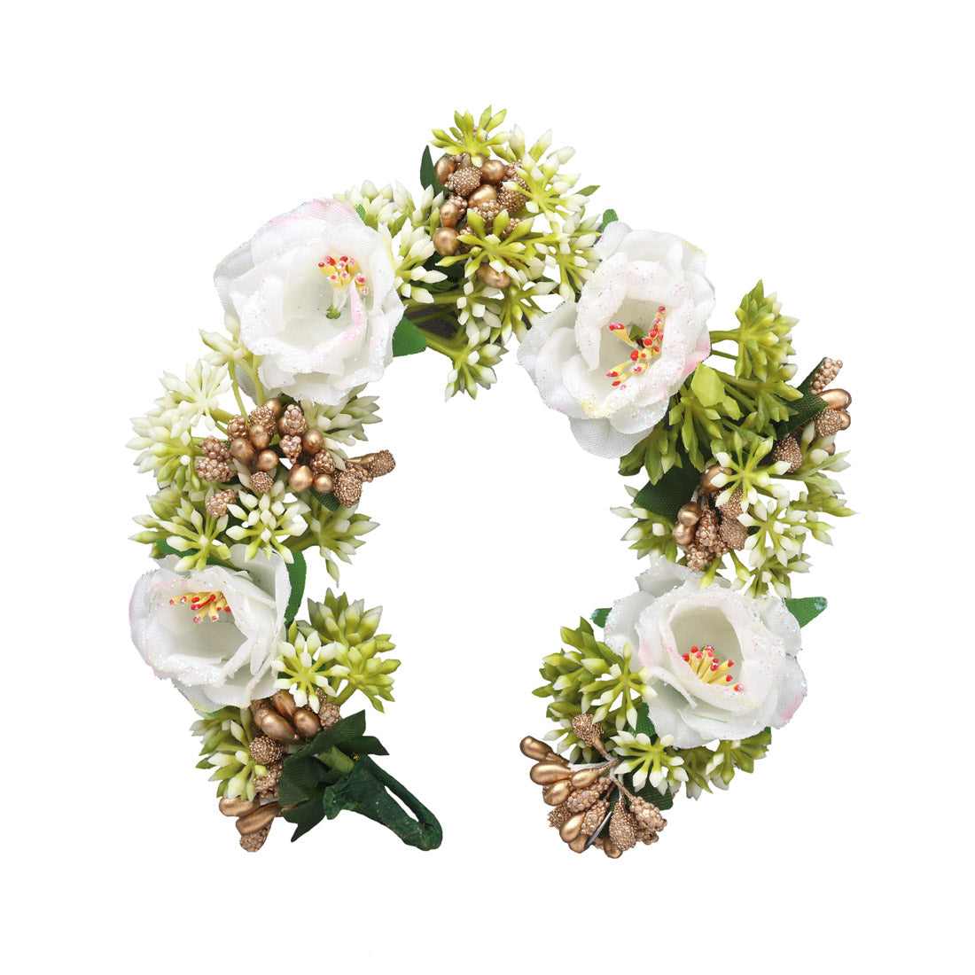 White Color Rose Flower Gajra For Women Hair Pin (HRP232WHT)