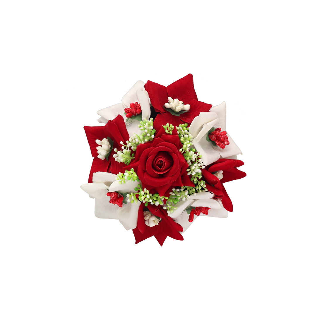 Maroon & White Color Rose Flower Hair juda//Bun (HRP271MRNWHT)