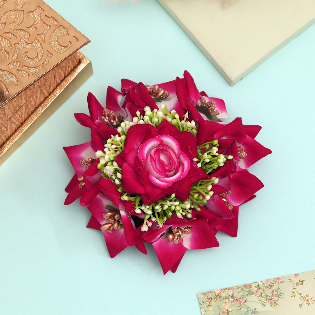 Rani Color Rose Flower Hair Juda//Bun For Traditional Hairstyles