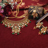Maroon & Green Color Choker Gold Plated Necklace Set (KBSN1188MG)