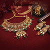 Maroon & Green Color Choker Gold Plated Necklace Set (KBSN1189MG)