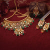 Maroon & Green Color Choker Gold Plated Necklace Set (KBSN1191MG)