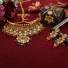 Maroon & Green Color Choker Gold Plated Necklace Set (KBSN1194MG)