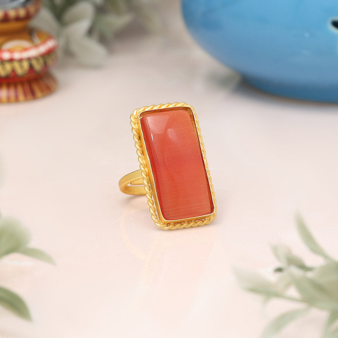 Brown Color Monalisa Stone Finger Ring