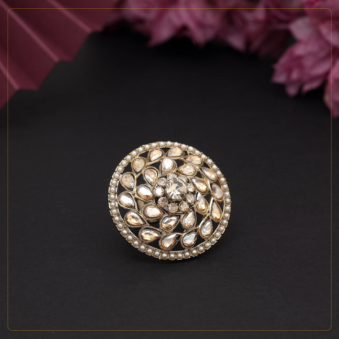 Gold Color Combo of 12 Pieces Of Finger Rings (KBSRCMB230)