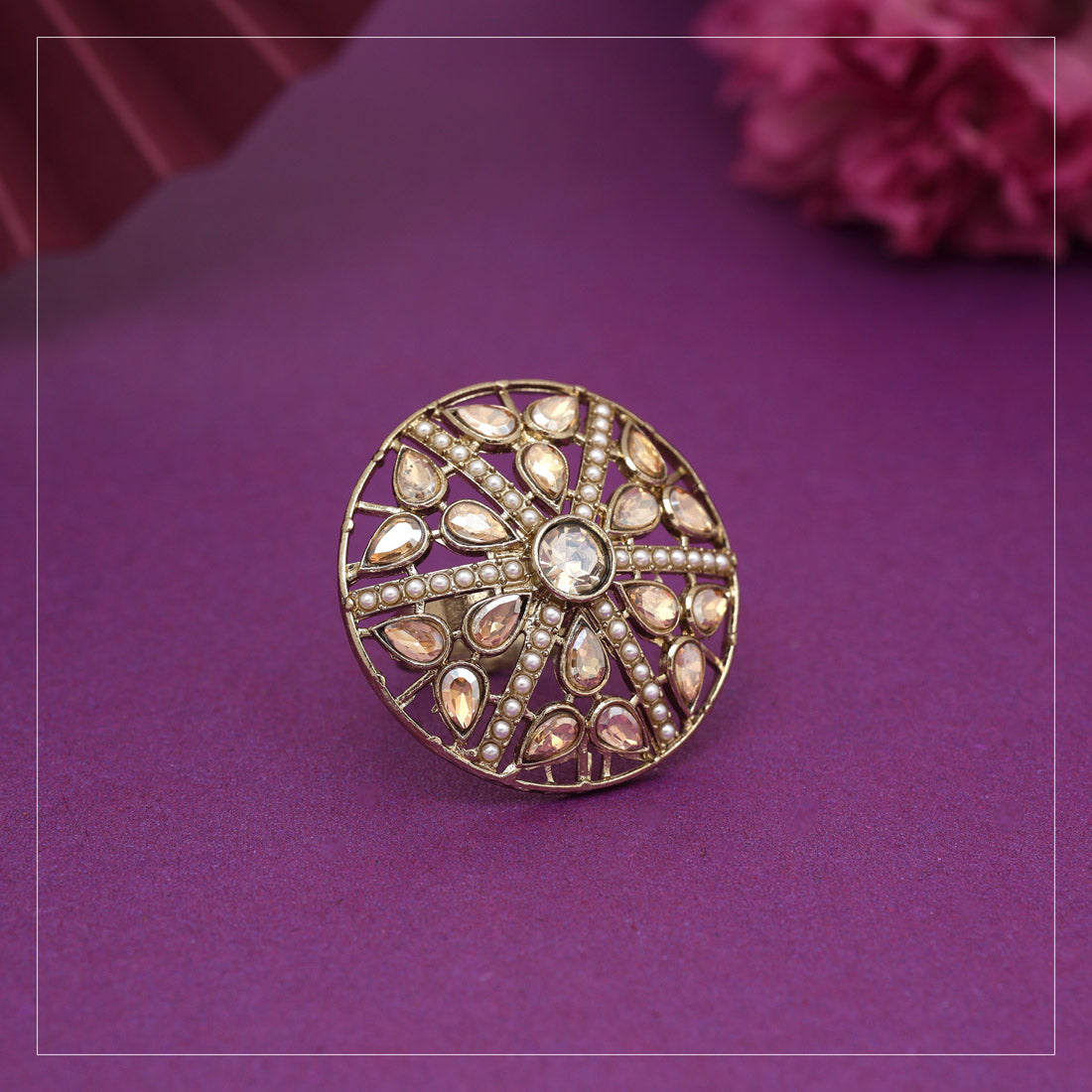 Gold Color Combo of 12 Pieces Of Finger Rings (KBSRCMB233)