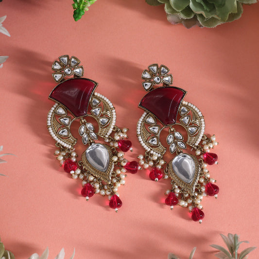 Rani Color Kundan Earrings (KDE1024RNI)