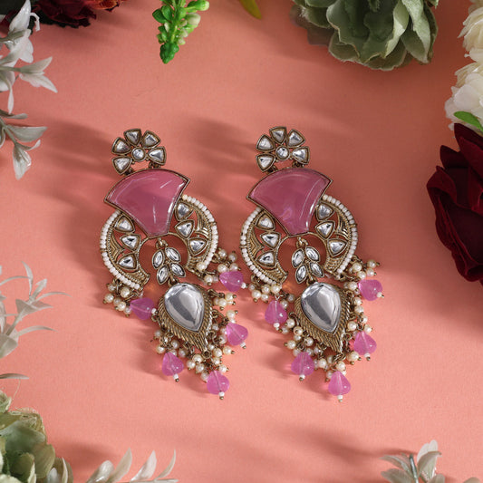 Light Violet Color Kundan Earrings (KDE1024VLT)
