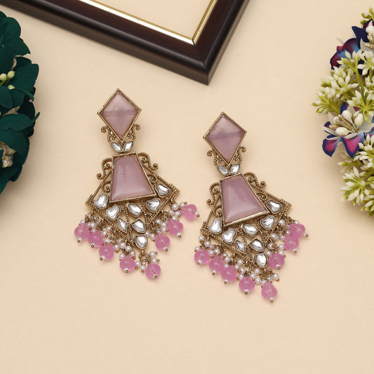 Light Purple Color Kundan Earrings (KDE1025LPRP)