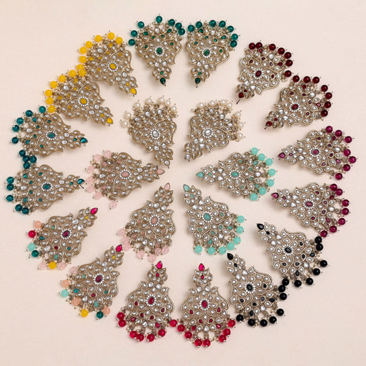 11 Pairs Assorted Color Kundan Earrings Combo (KDE110CMB)