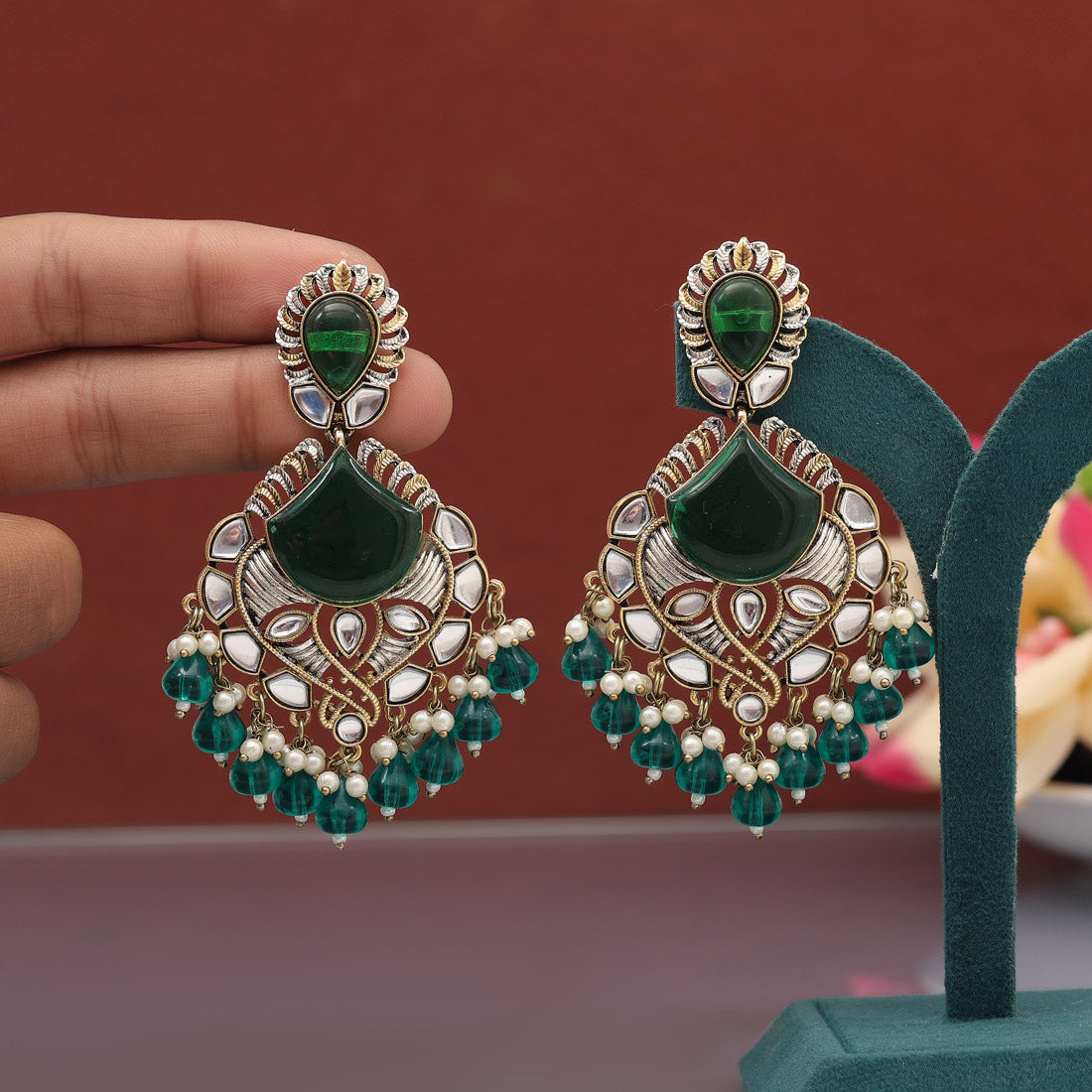 Assorted Color 6 Pairs Kundan Earrings Combo (KDE119CMB)