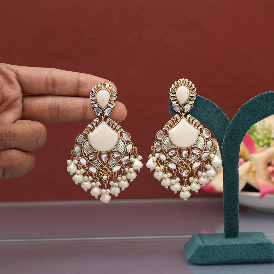 Assorted Color 6 Pairs Kundan Earrings Combo (KDE120CMB)