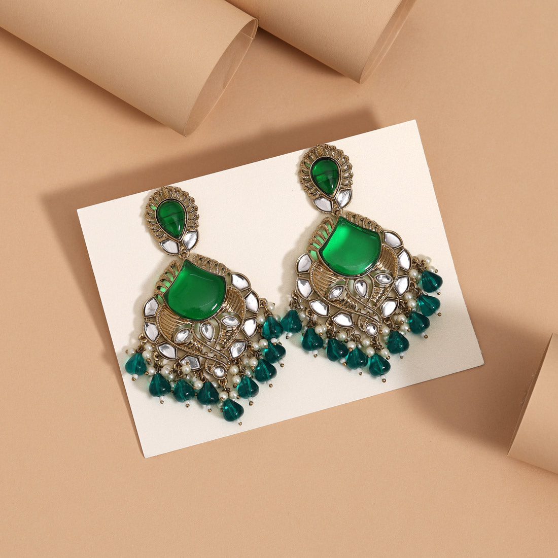 Assorted Color 6 Pairs Kundan Earrings Combo (KDE123CMB)