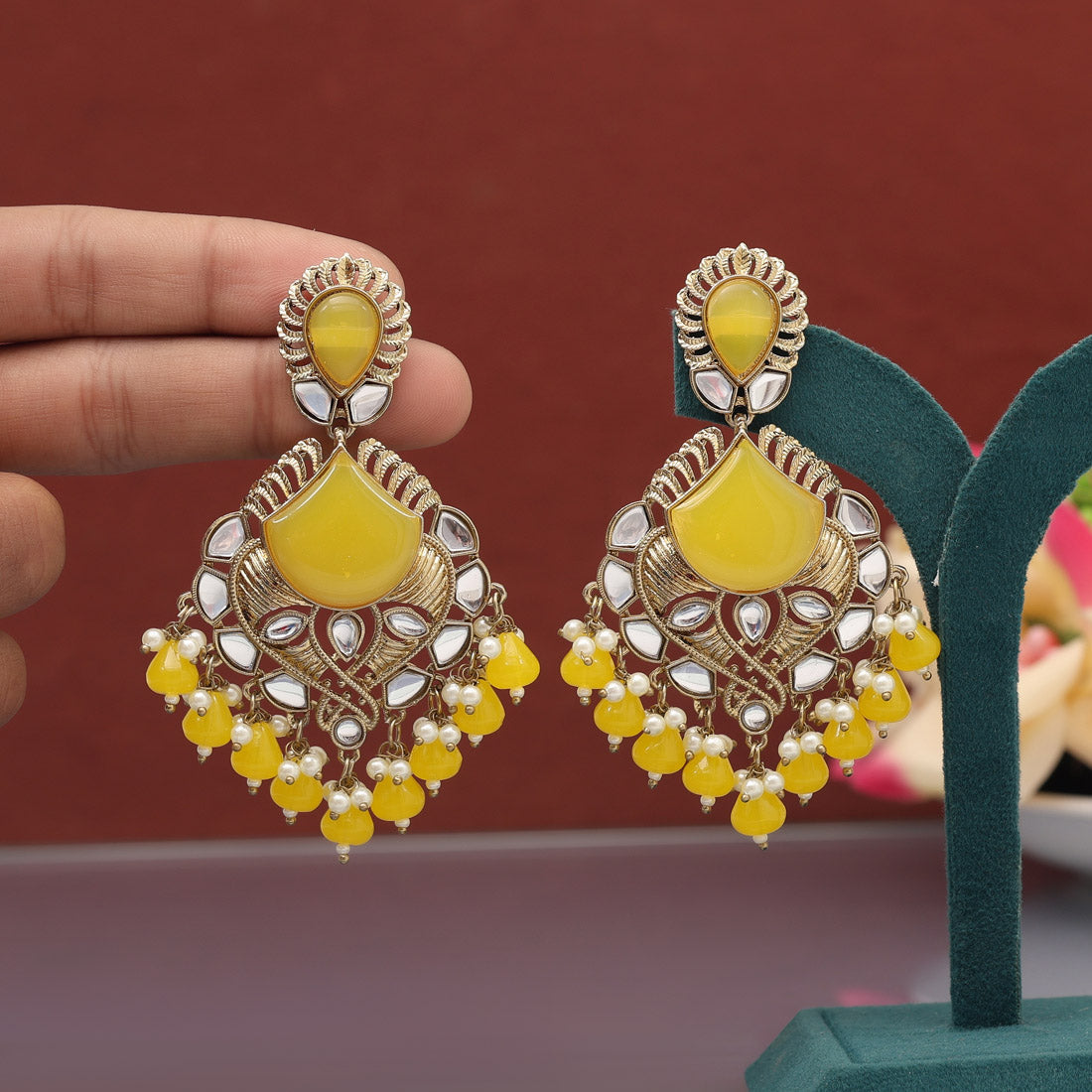 Assorted Color 6 Pairs Kundan Earrings Combo (KDE123CMB)