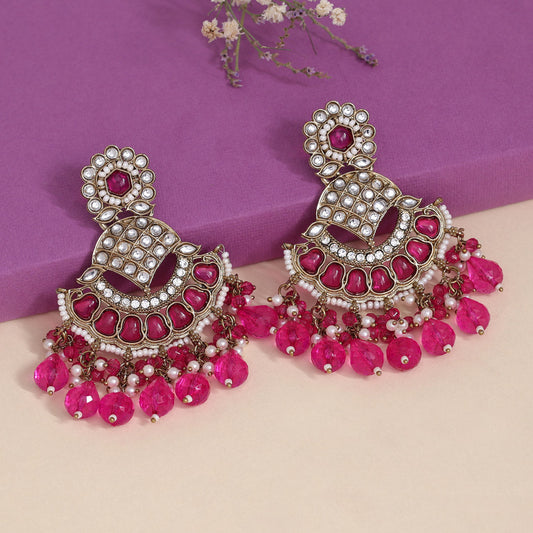 Rani Color Kundan Earrings (KDE898RNI)