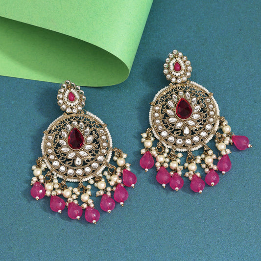Rani Color Kundan Earrings (KDE974RNI)