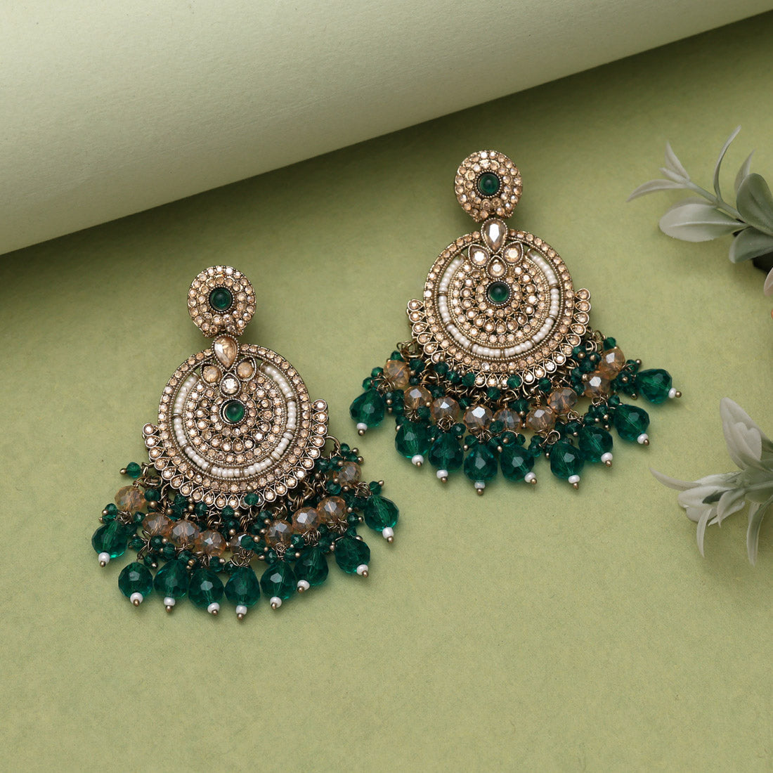 Turquoise Blue Color Kundan Pakistani Earrings (KDE979TBLU)