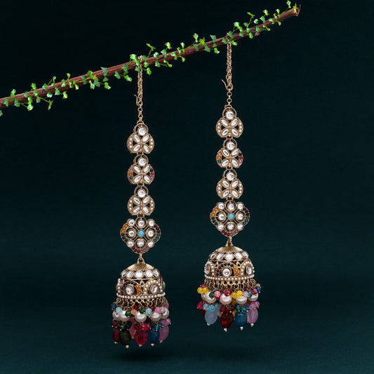 Multi Color Big Size jhumka Kundan Earrings (KDE988MLT)