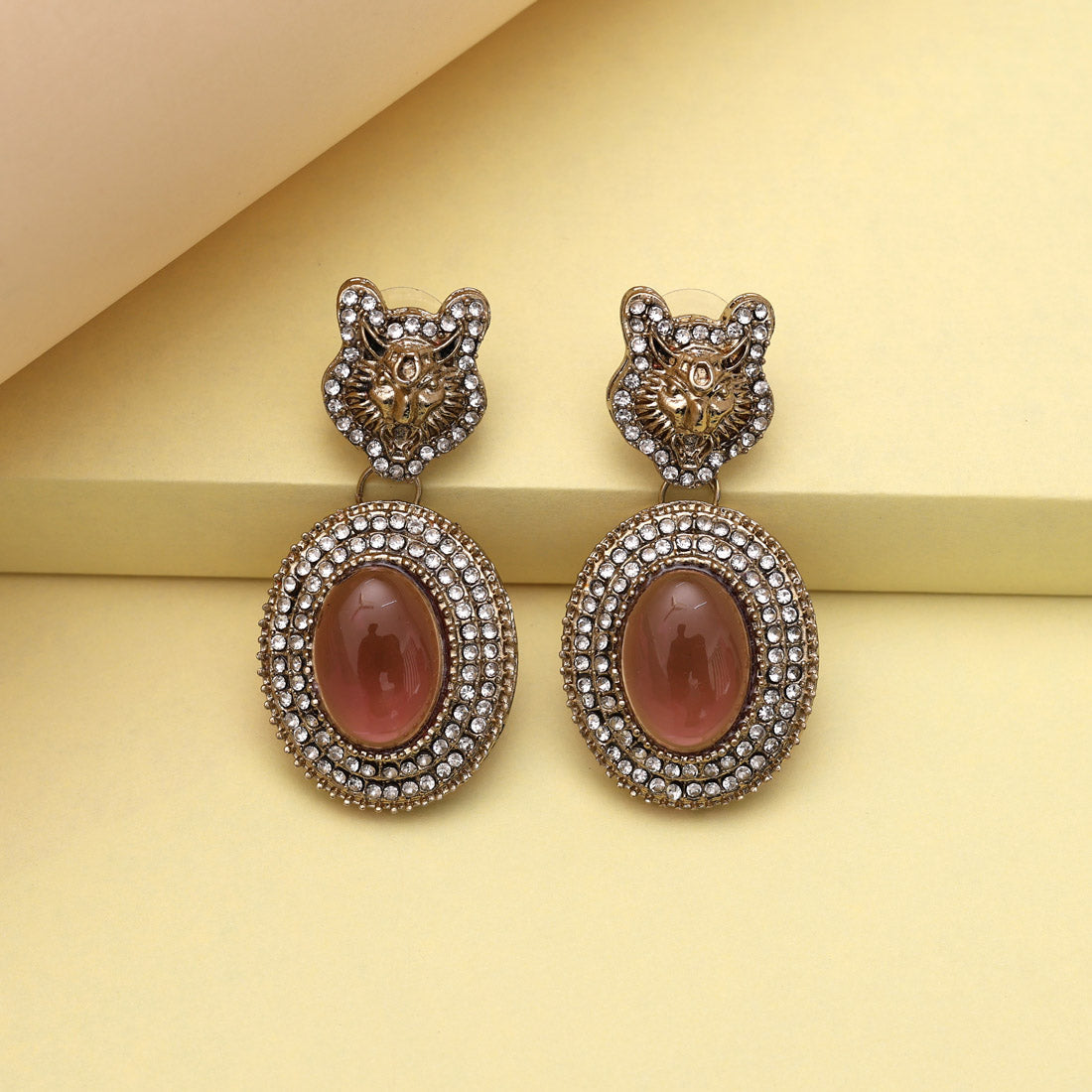 Magenta Color Kundan Earrings (KDE990MNT)