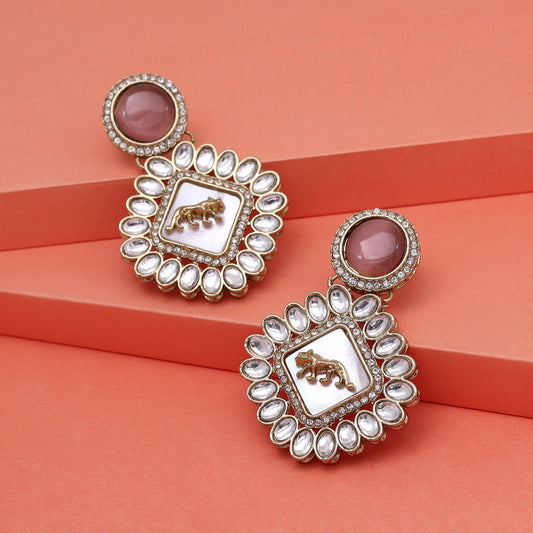 Light Purple Color Kundan Earrings (KDE992LPRP)