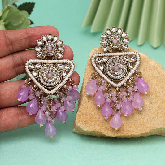 Light Purple Color Kundan Earrings (KDE993LPRP)