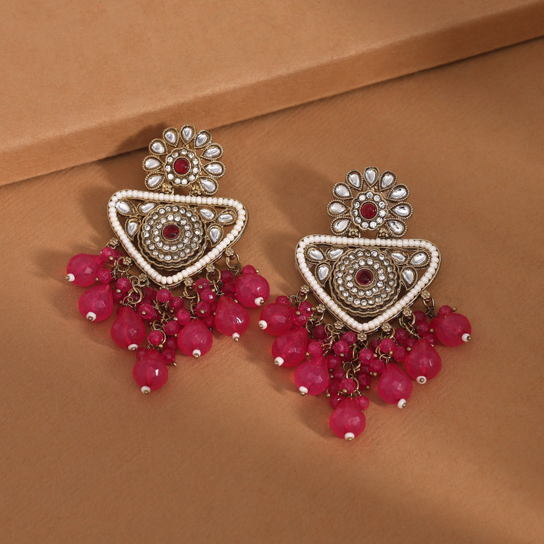 Rani Color Kundan Earrings (KDE993RNI)