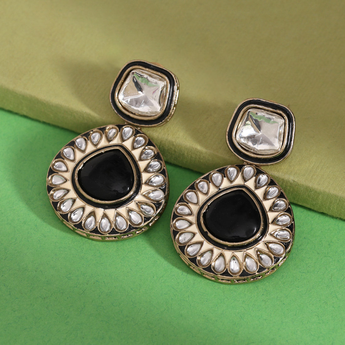 Rani Color Kundan Earrings (KDE999RNI)