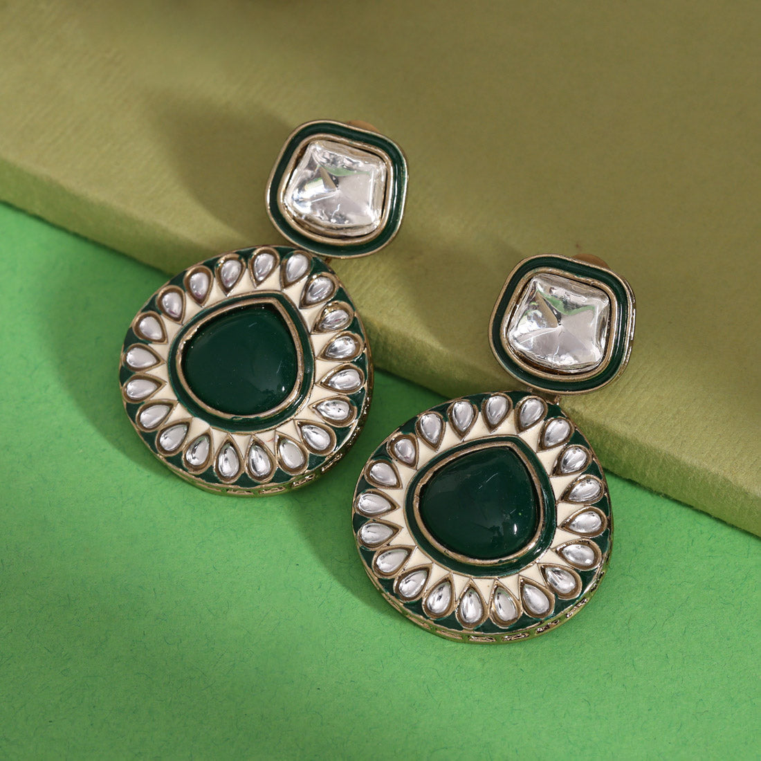 Rani Color Kundan Earrings (KDE999RNI)