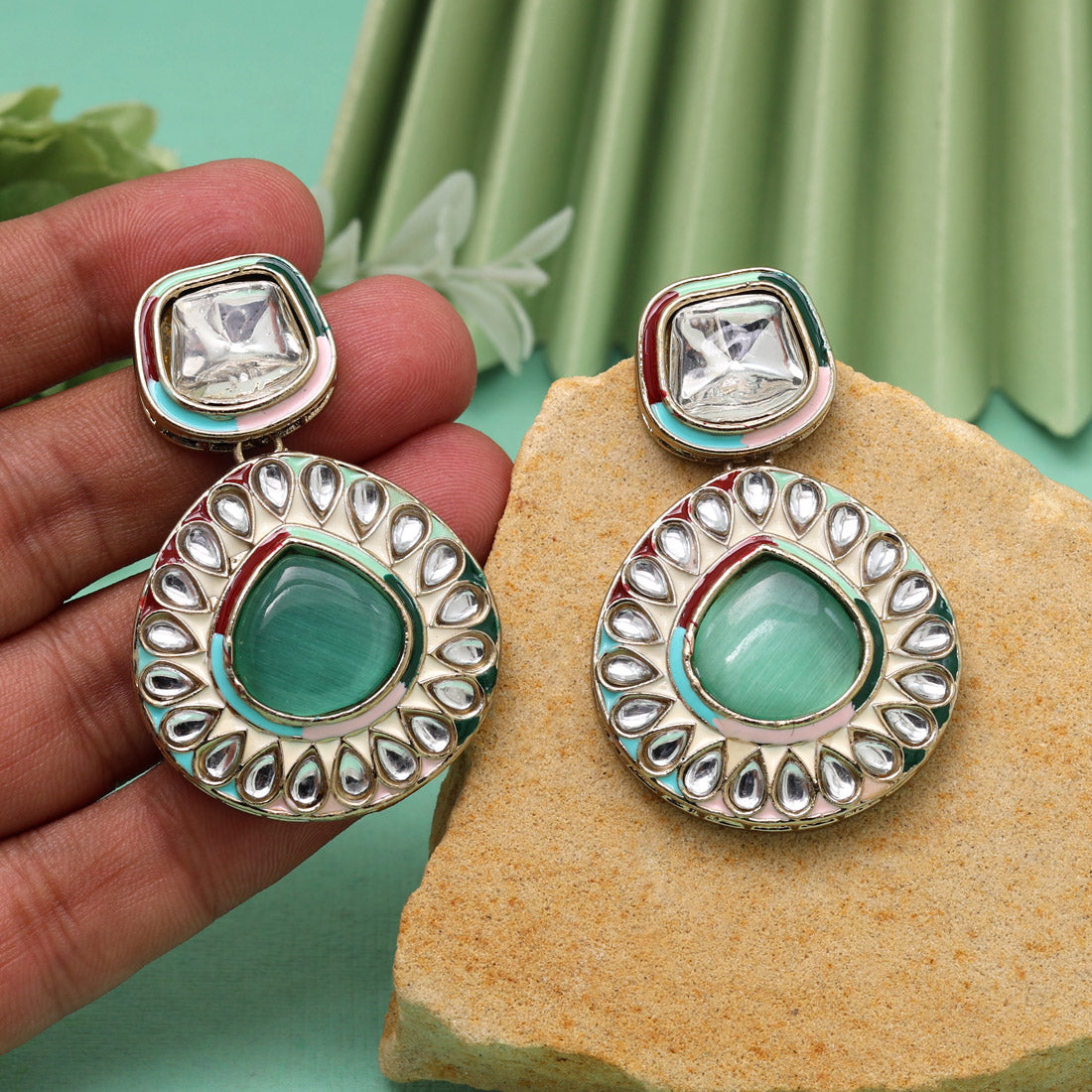 Rani Color Kundan Earrings (KDE999RNI) Multi