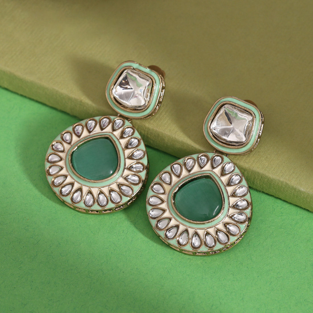 Rani Color Kundan Earrings (KDE999RNI)
