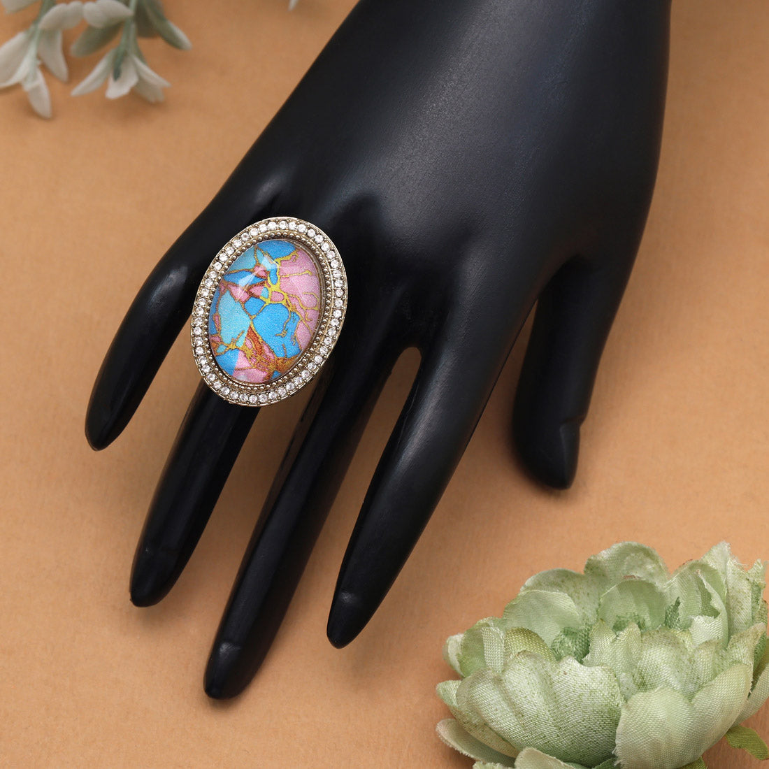 Cool Firozi Color Kundan Ring For Women