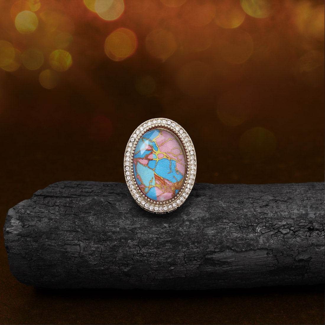 Cool Firozi Color Kundan Ring For Women