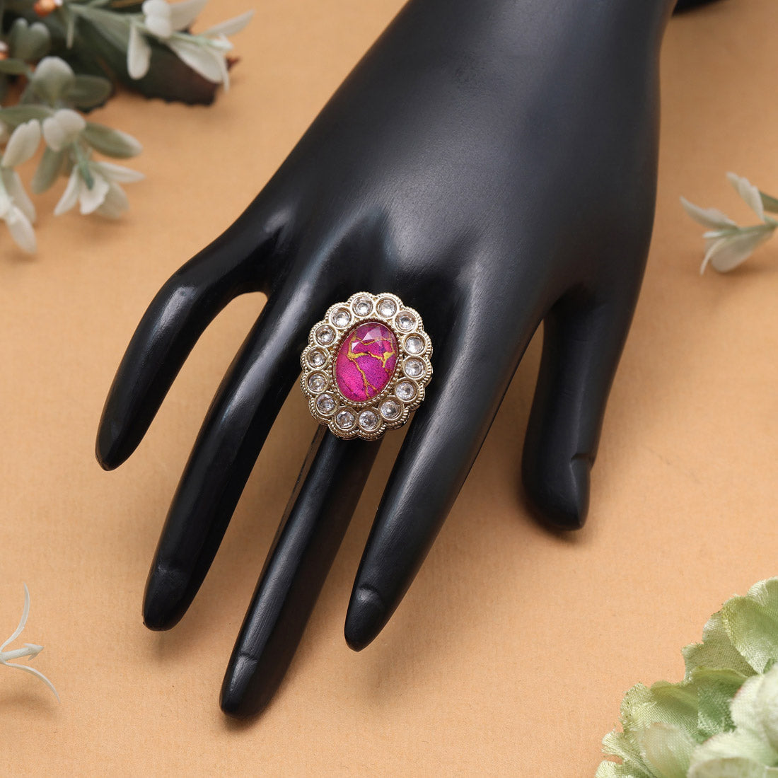 Bright Rani Color Kundan Ring For Women