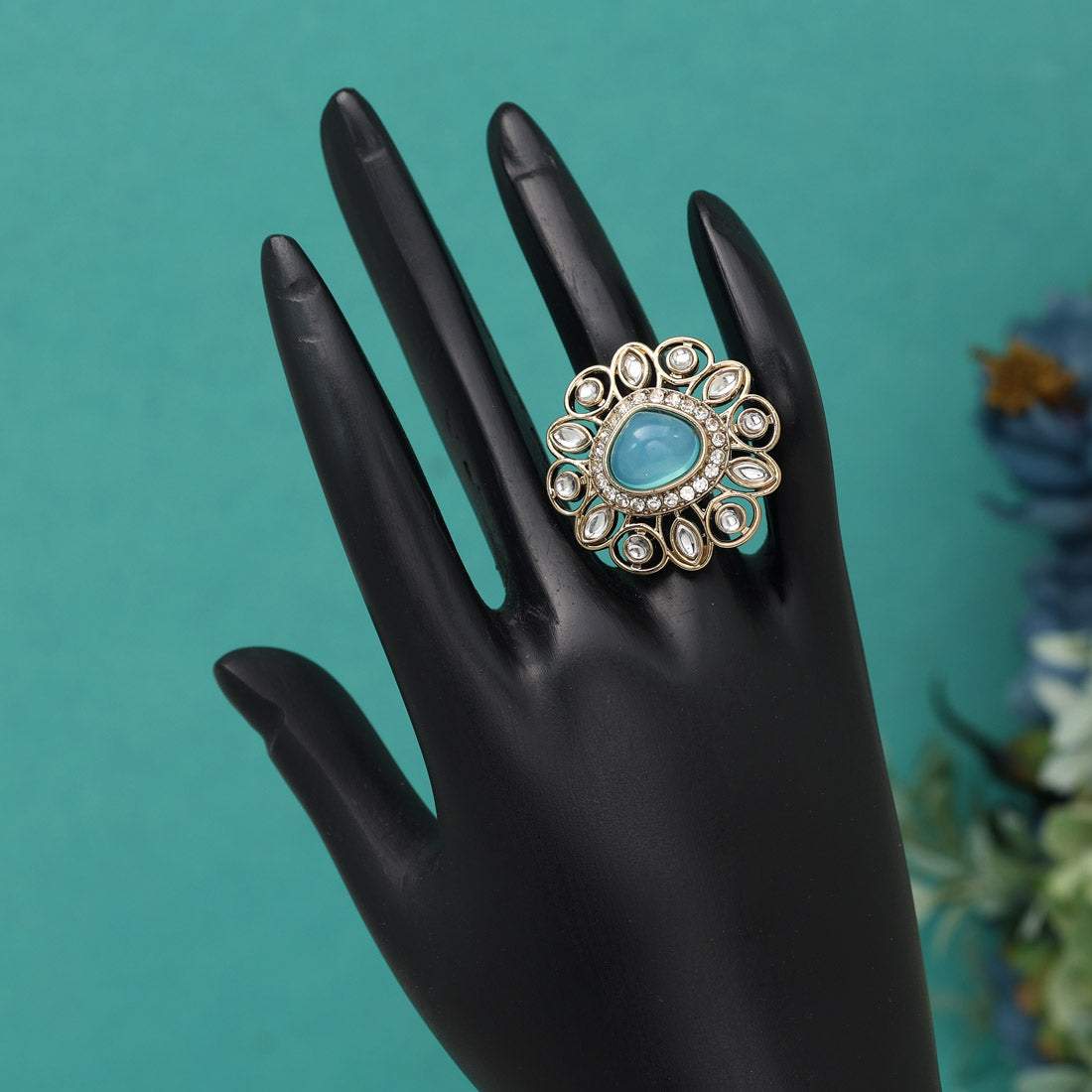 Assorted Color And Design Kundan Rings Collection – 12 Pieces