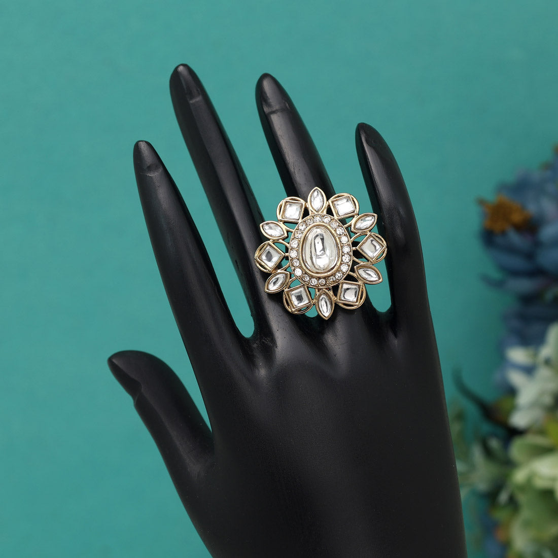 White Color Designer Kundan Rings – 12 Pieces