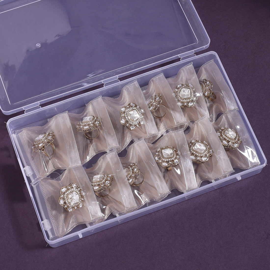 White Color Premium Kundan Rings – Pack Of 12