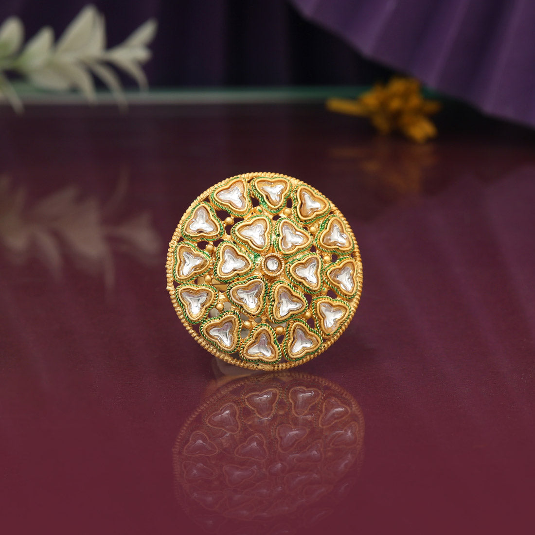 Assorted Color Decorative Kundan Rings – Set Of 12