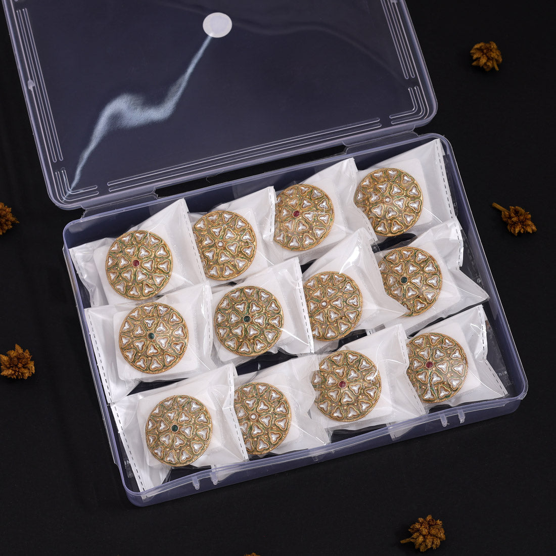 Assorted Color Decorative Kundan Rings – Set Of 12