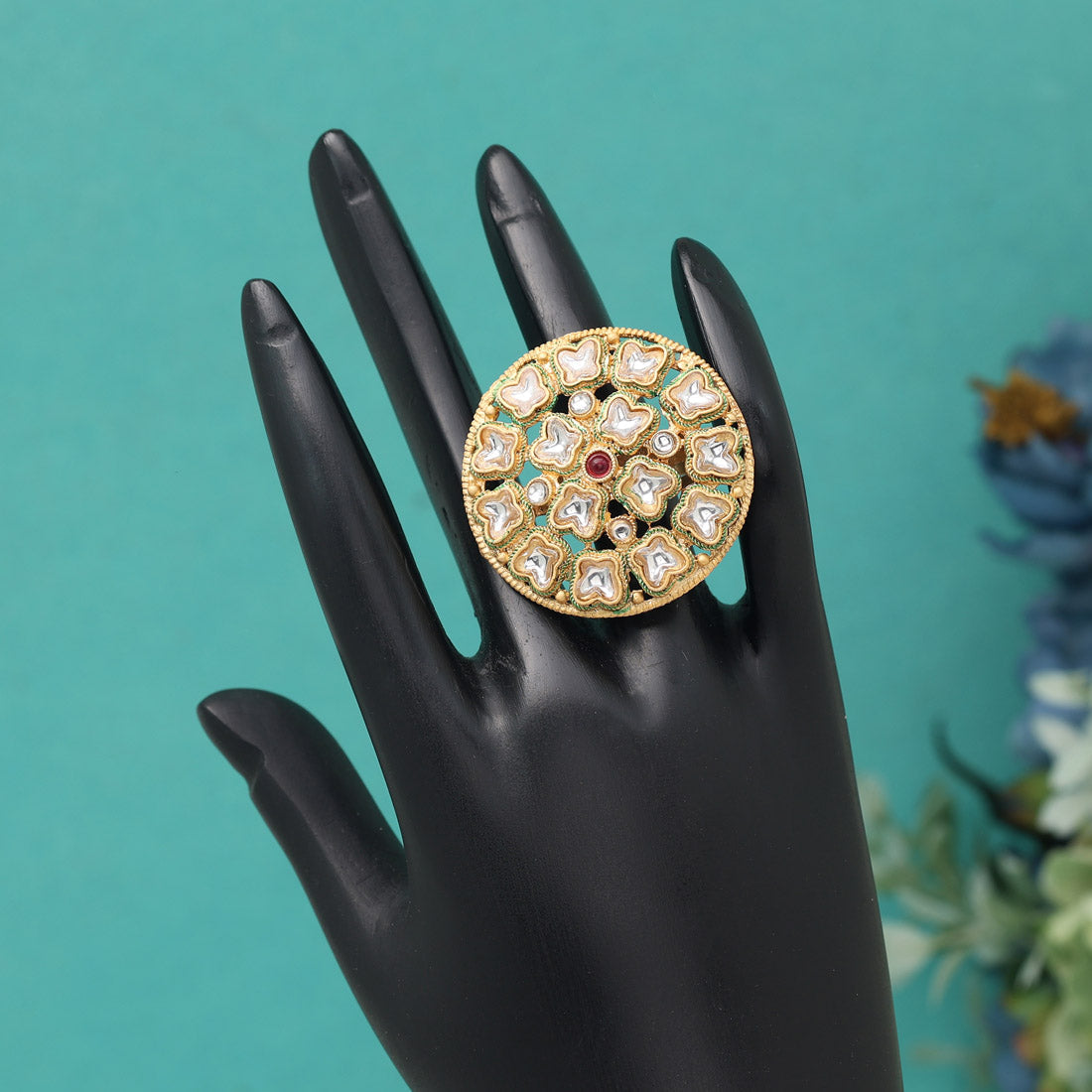 Assorted Color Artistic Kundan Rings – 11 Pieces
