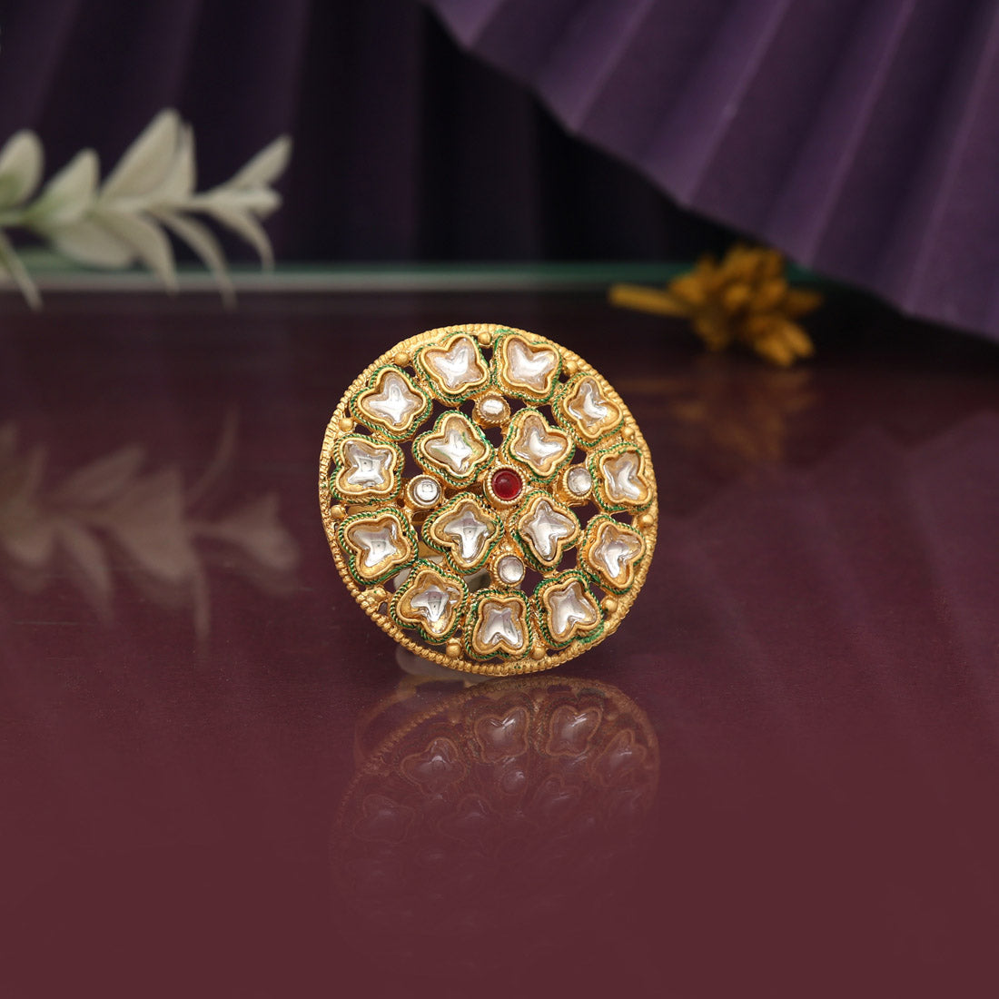 Assorted Color Artistic Kundan Rings – 11 Pieces