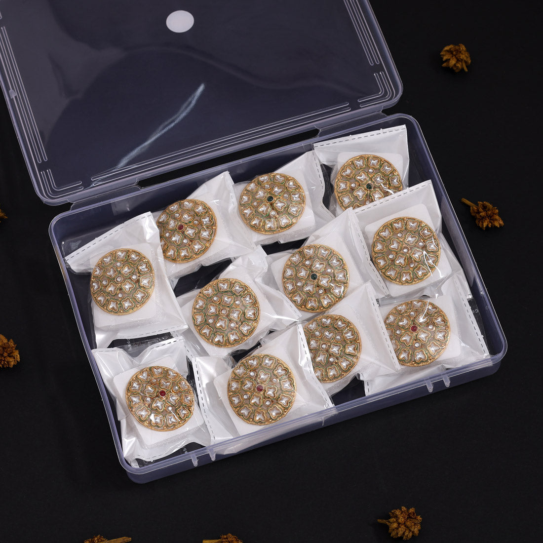 Assorted Color Artistic Kundan Rings – 11 Pieces