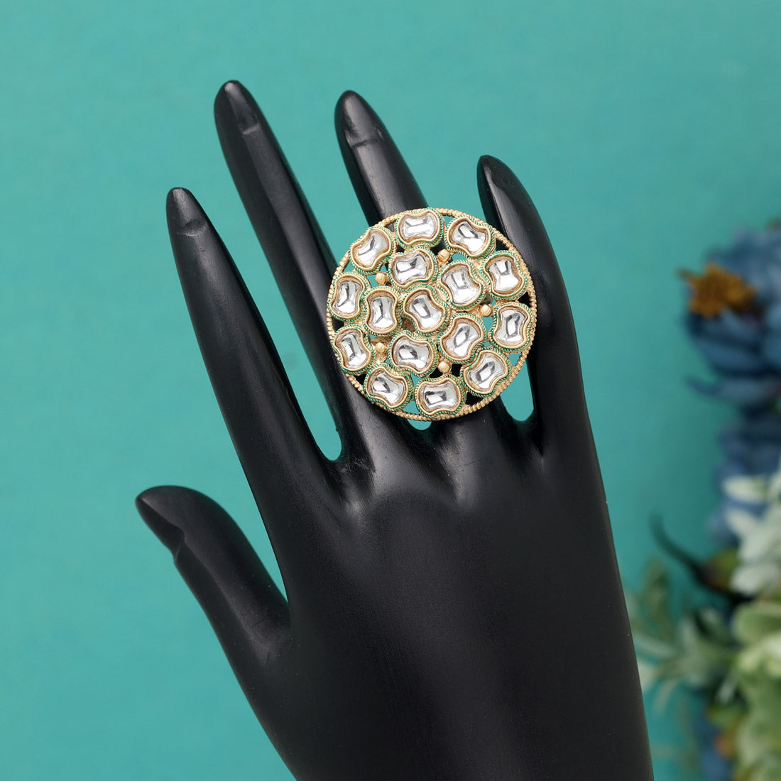 Assorted Color Elegant Kundan Rings – 11-Piece Set