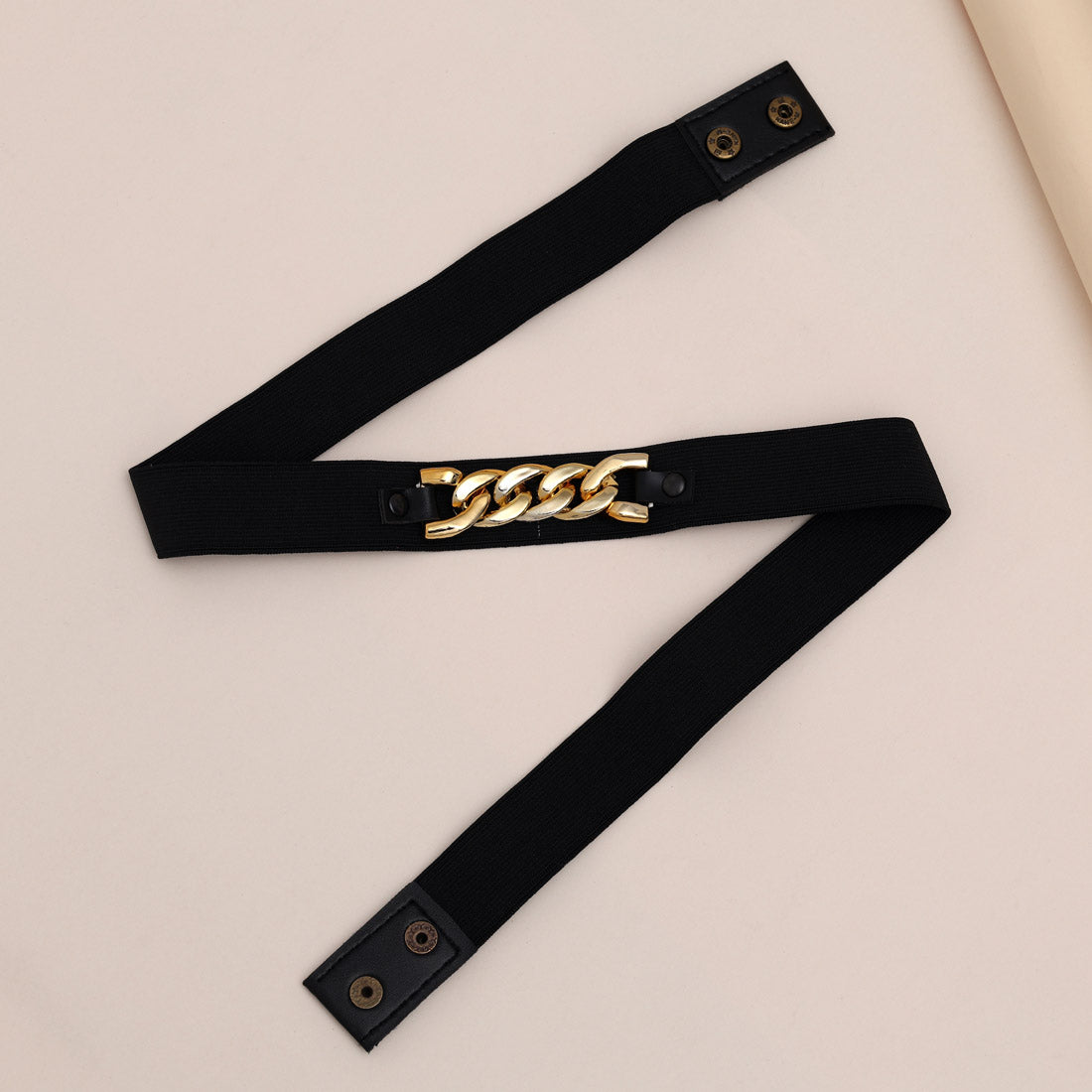 Gold & Black Color Kamarband Elastic Waist Belt For Women//Girls (KMBND490GLD)