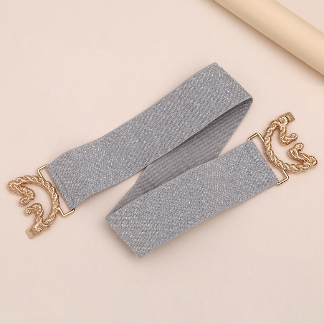 Silver Color Kamarband Elastic Waist Belt For Women//Girls (KMBND499SLV)