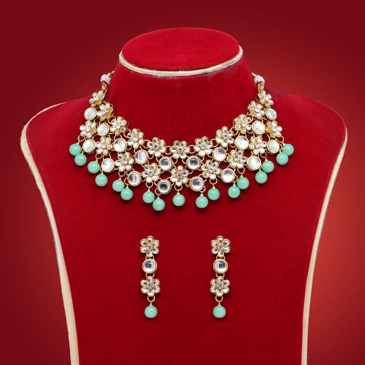 Pista Green Color Kundan Necklace Set (KN1047PGRN)