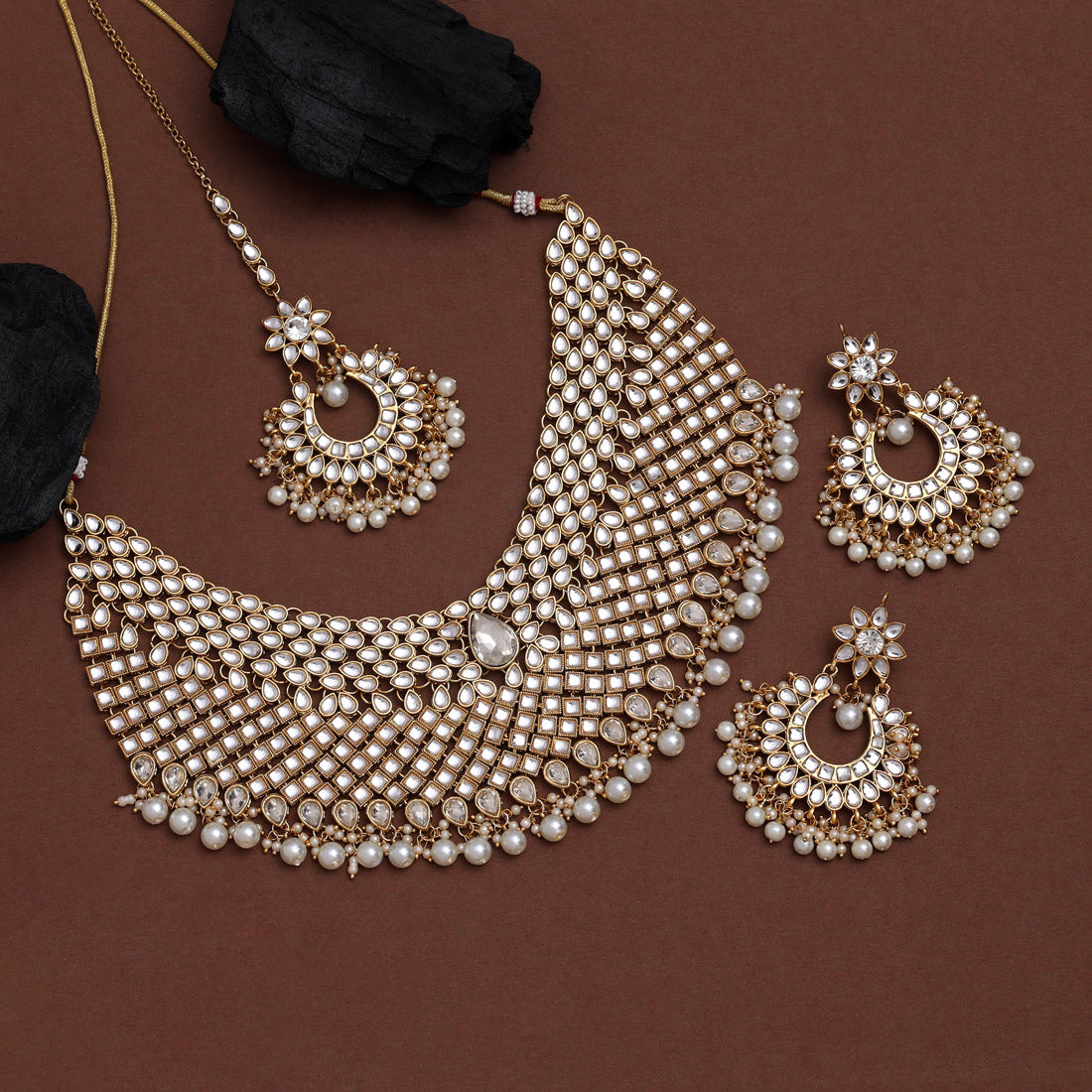White Color Kundan Necklace Set (KN141WHT)