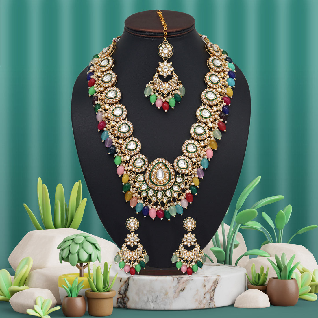 Multi Color Kundan Necklace Set (KN1434MLT) – Eindiawholesale