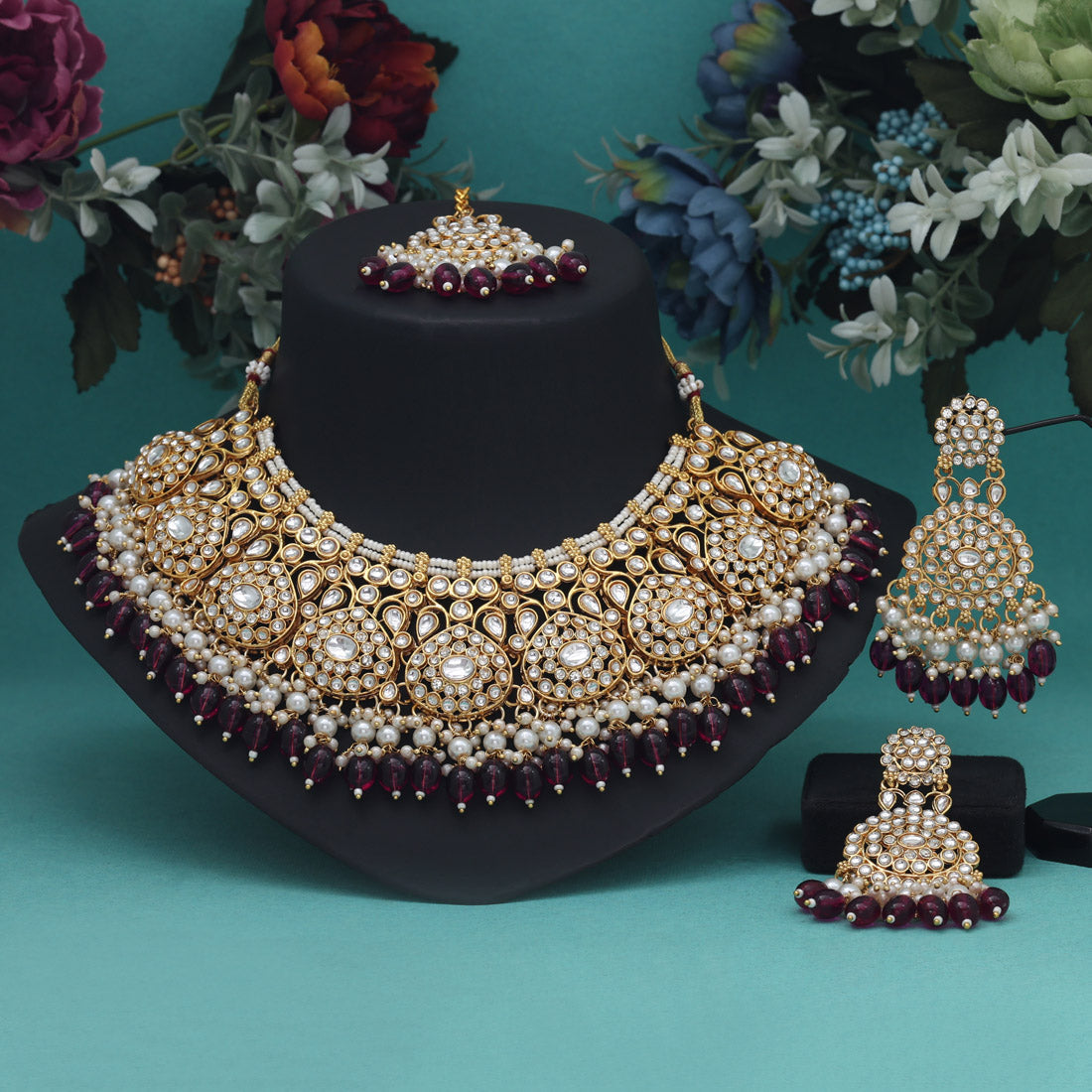 Purple Color Kundan Necklace Set (KN1438PRP)