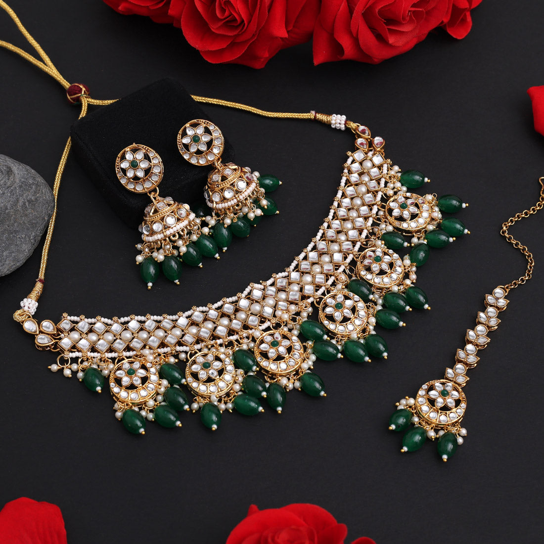 Gold Color Royal Choker Kundan Necklace Set